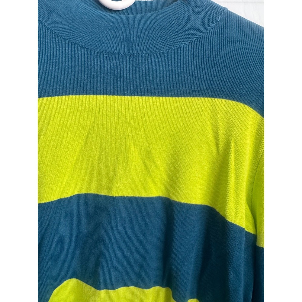 Victor Glemaud Sweater Colorblock Mock Neck‎ Size Small Neon Yellow Blue - Picture 2 of 5